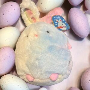 NWT Adorable 10" Chibi Pals Toy Plush Bunny- Rainbow Tie Dye FAO SCHWARTZ